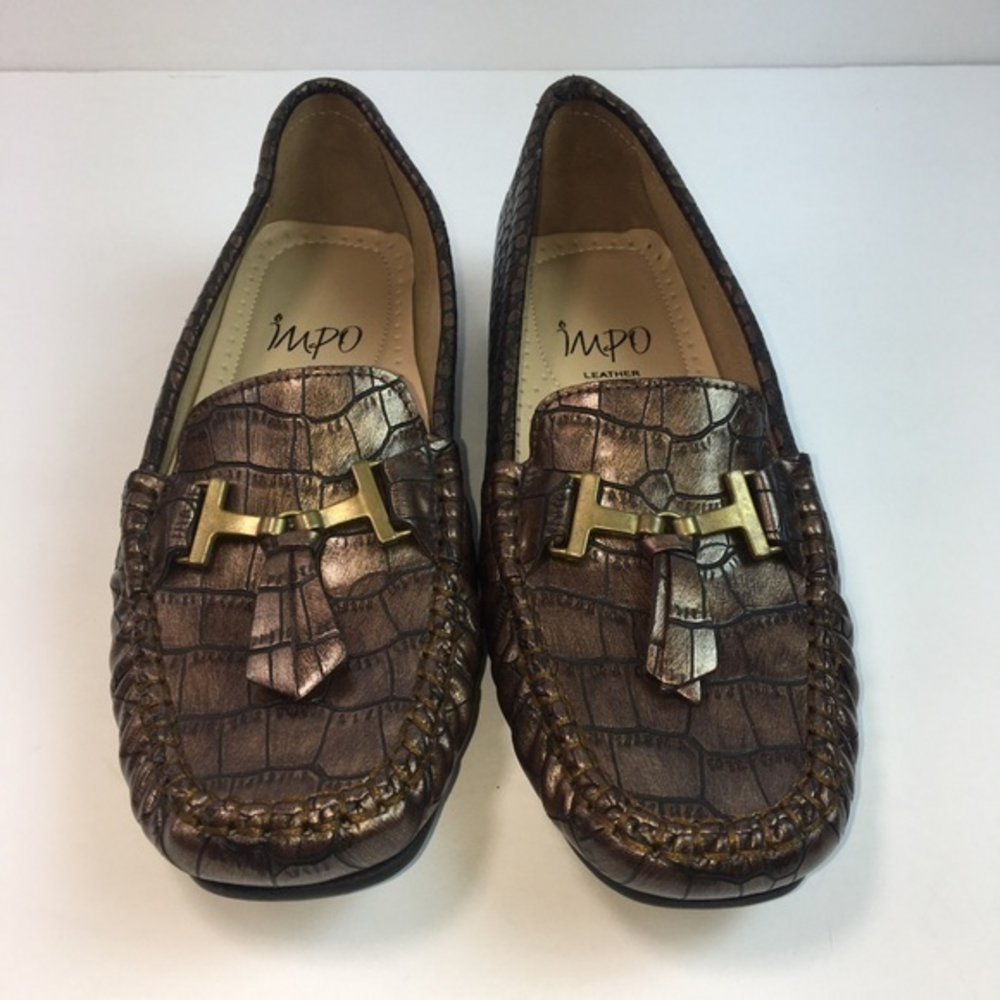 Impo Denise Bronze Croc Driving Loafer‎